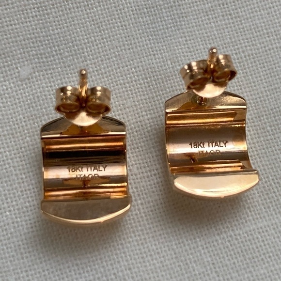 New 18k Rose Gold Half Hoop Chunky Earrings, Bold, Bubble, Cloud - Picture 7 of 7